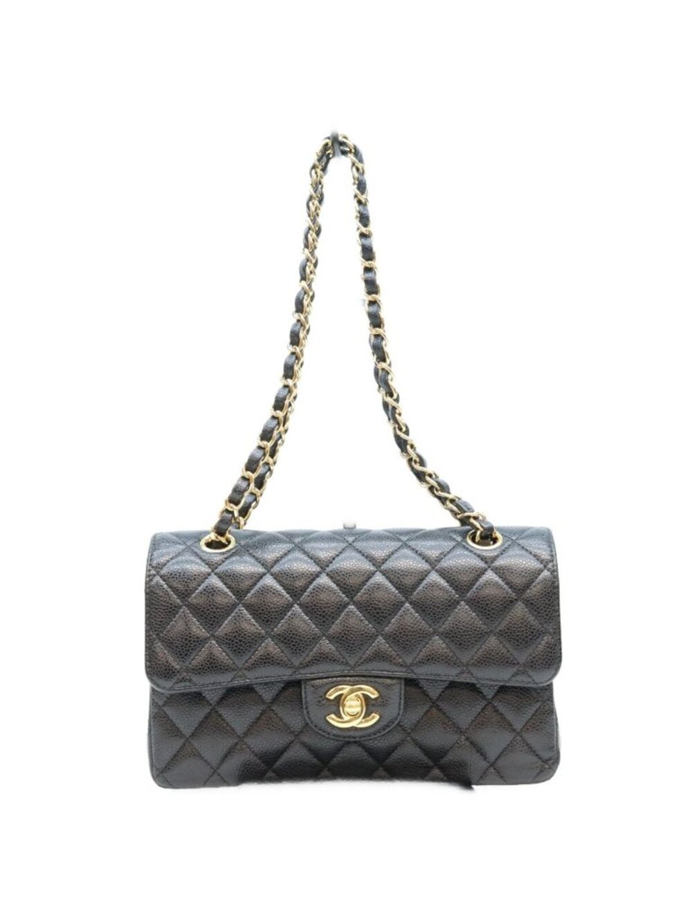 Chanel Black Caviar Quilted 23 Shoulder Bag